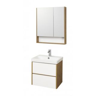 Зеркальный шкаф Акватон Сканди 70см белый/дуб рустикальный 1A252202SDZ90